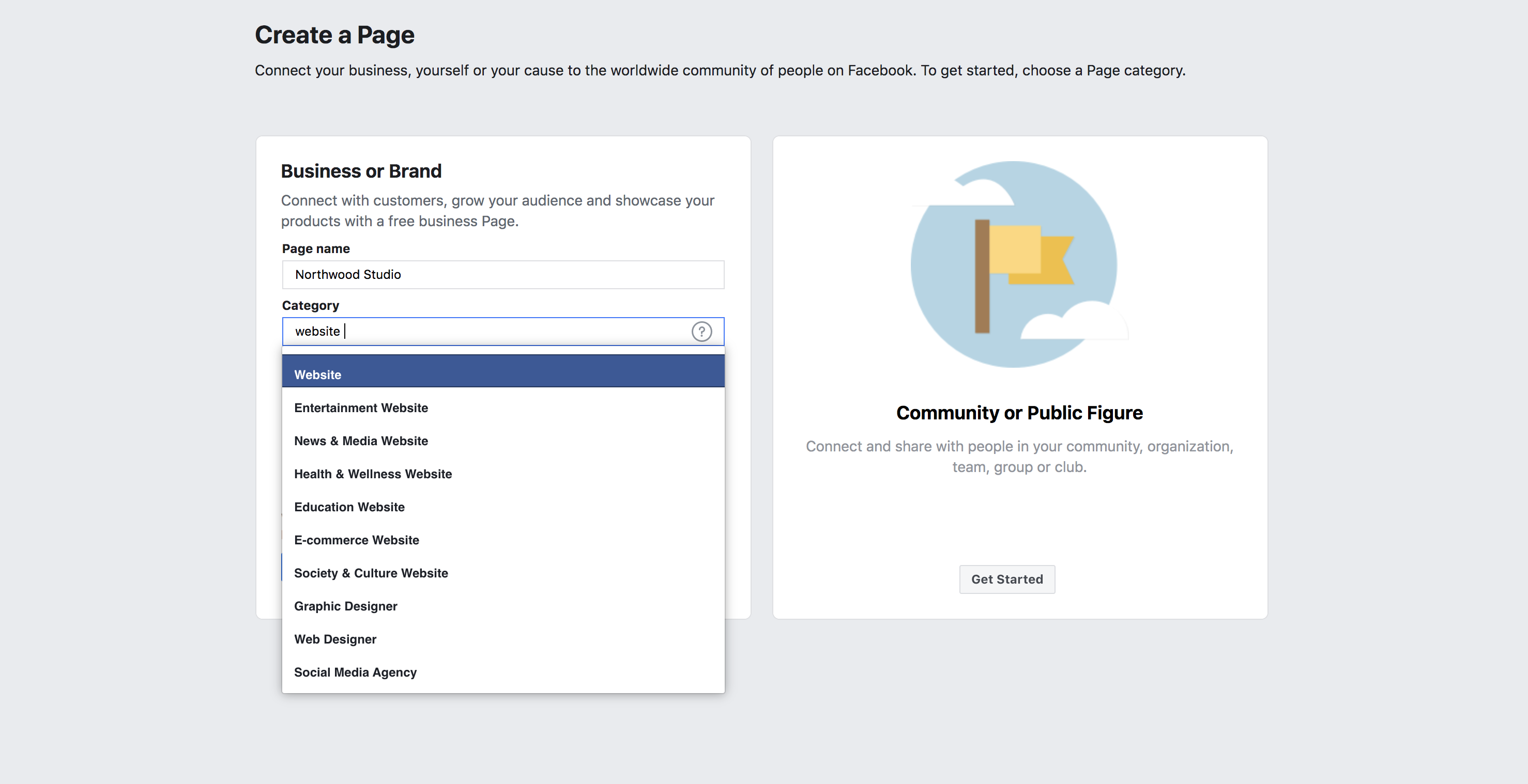 naming your Facebook business page